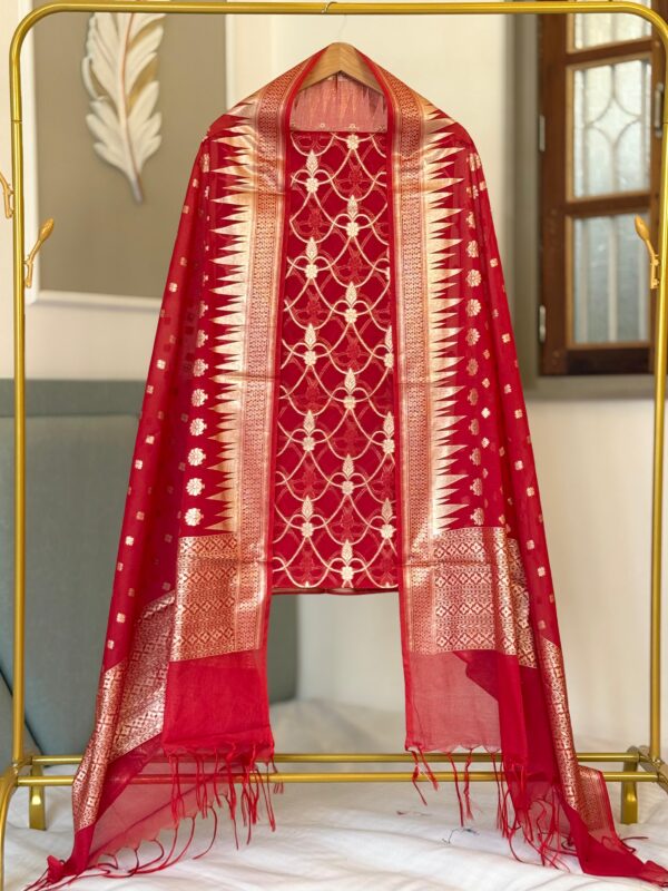Red banarasi Silk Suit