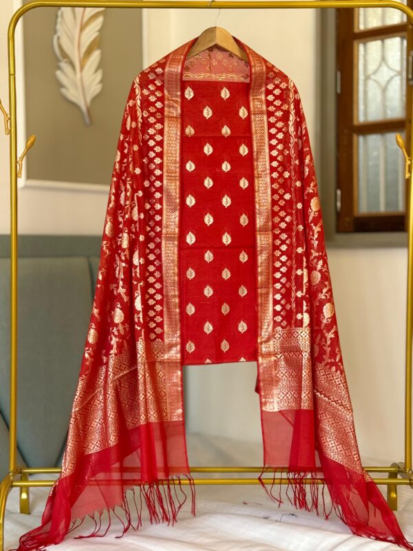 Red banarasi Silk Suit