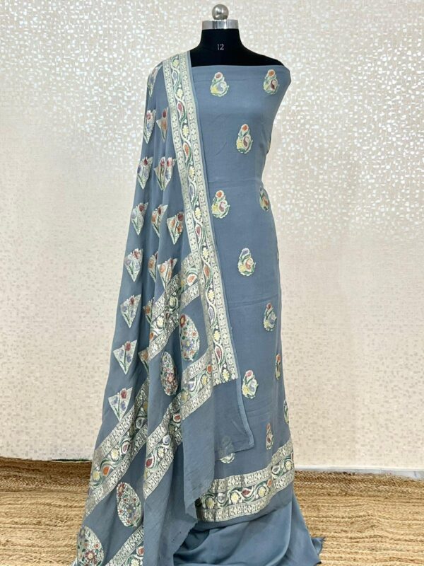 unstiched khadi banarasi suitset