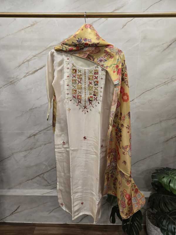 Ivory Tissue Silk Suit With Digital Print Dupatta